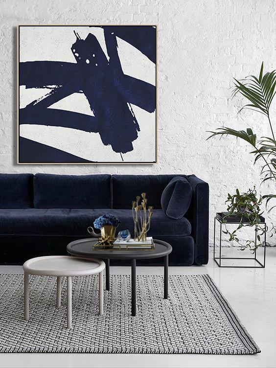 Navy Blue Minimalist Painting #NV184A - Click Image to Close